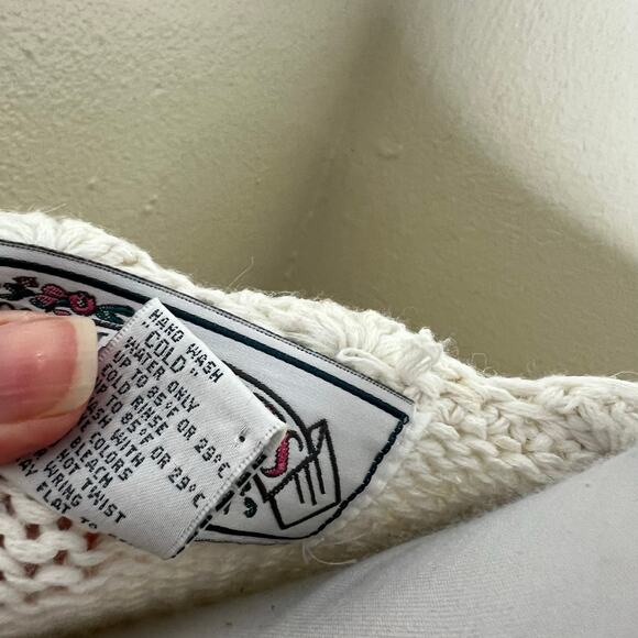 90s Nuggets Grandma Sweater Large Knitted Floral Rose Cottagecore V-Neck Vintage - Picture 7 of 8